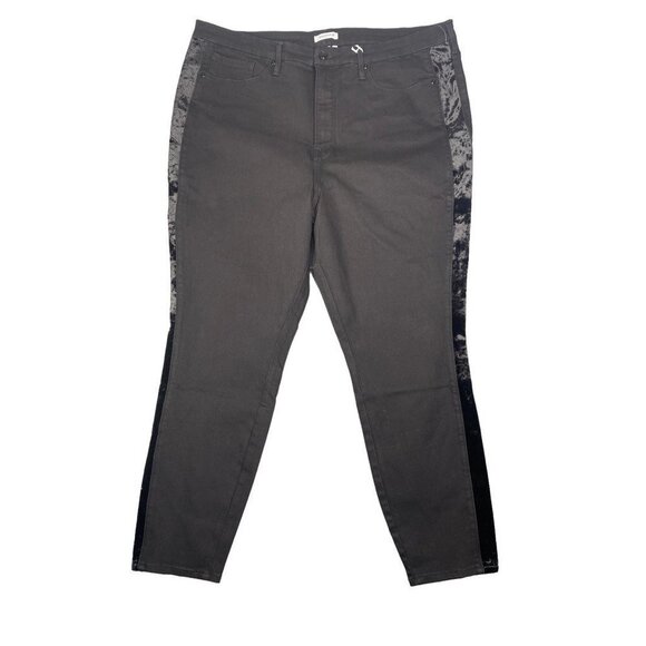 Good American Womens Legs‎ Paneled Velvet Skinny Jeans Black Pockets Plus SZ 24 - Picture 2 of 11